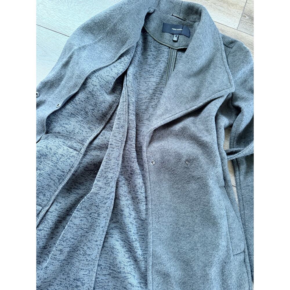 Vero Moda Gray Wrap Belted Coat - Size Small - Picture 6 of 10